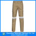 Pantalones de trabajo de color caqui reflectantes de algodón de alta calidad para hombres